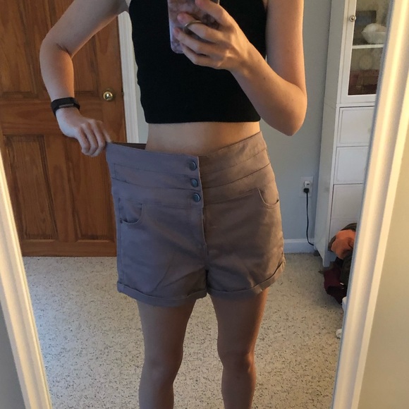 Lavender High Rise Stretch Shorts - Picture 1 of 5